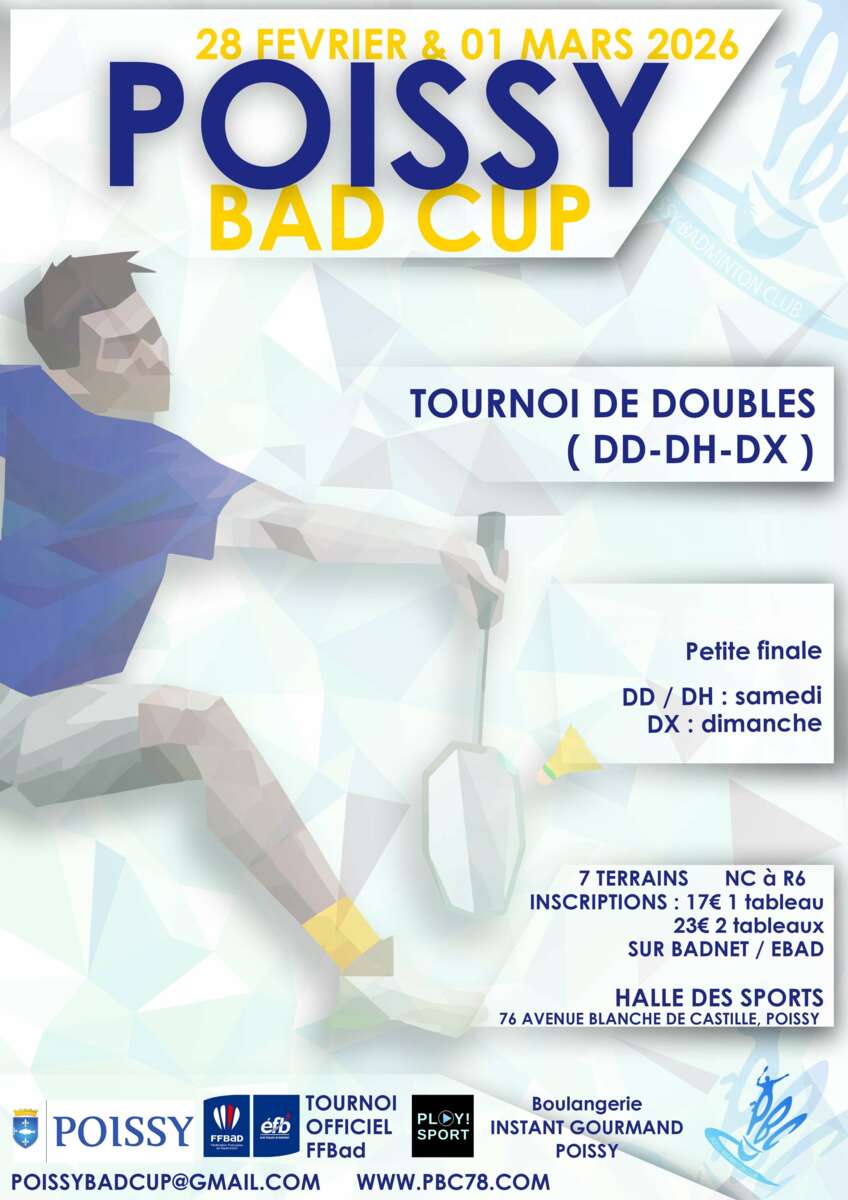 Tournoi Poissy Bad Cup 28 février et 1er mars 2026