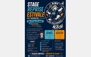 Stage de reprise jeunes et adultes à Villennes du 17 au 21 août