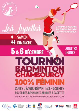 🏸 Encore de la place au tournoi féminin de Chambourcy - les Jupettes les 5 et 6 décembre 2026  ! 👗