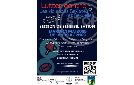 Session de sensibilisation aux violences sexistes et sexuelles à Elancourt le mardi 13 mai à 19h