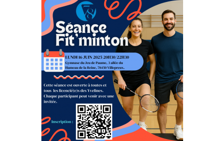 Séance Fit'minton lundi 16 juin à Villepreux