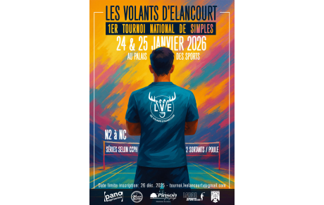 1er Tournoi d'Elancourt de Simples - 24 &amp; 25 janvier 2026
