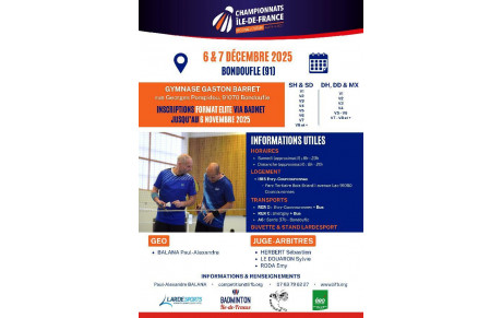 🏸 Championnat Régional Vétérans – 6 &amp; 7 décembre 2025